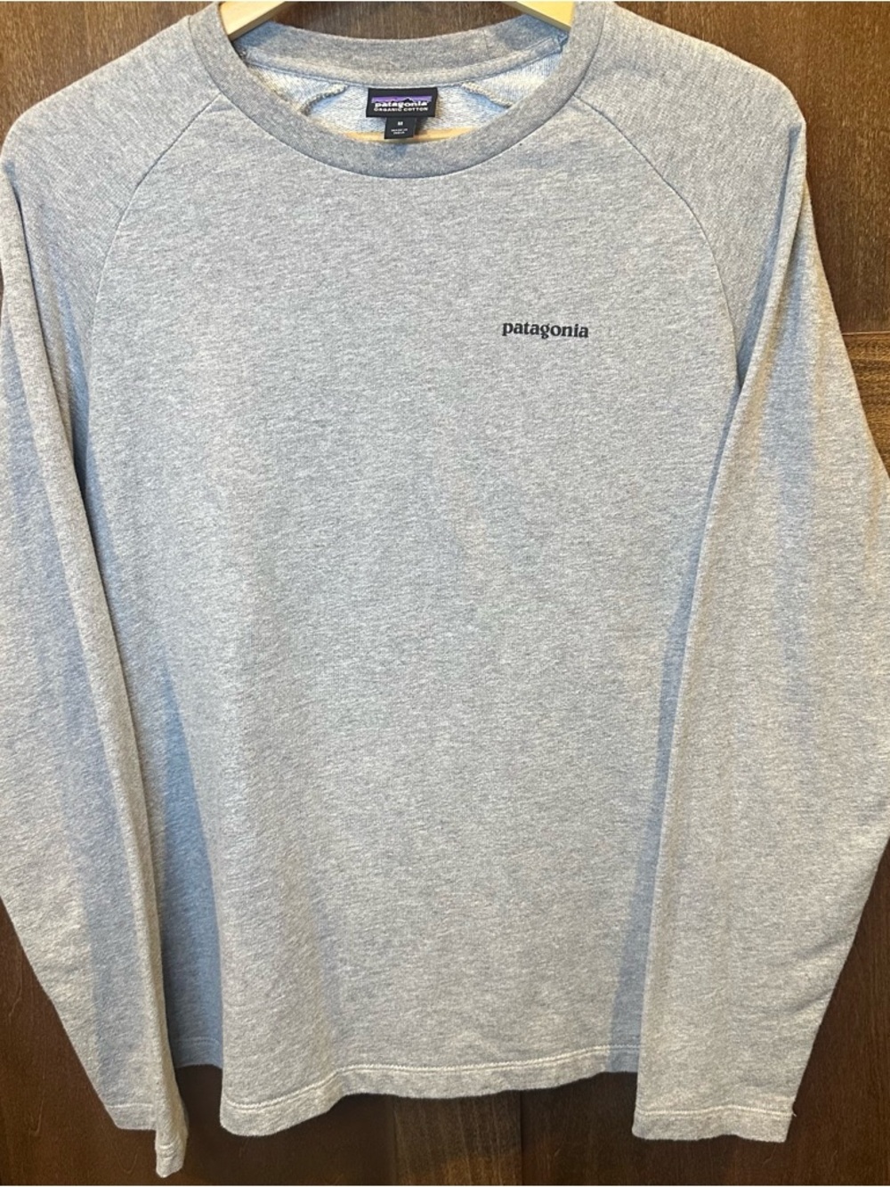 Patagonia Gray Crewneck Sweatshirt with Mountain Logo